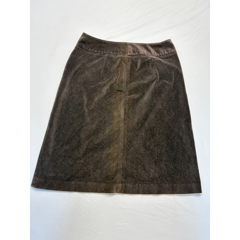 Talbots Stretch Corduroy Skirt Dark Academia Preppy A-Line Pockets 6 Brown